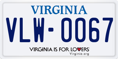 VA license plate VLW0067