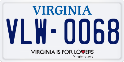 VA license plate VLW0068