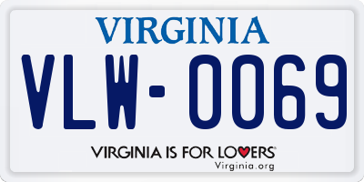 VA license plate VLW0069