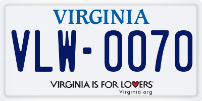 VA license plate VLW0070