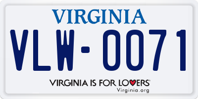 VA license plate VLW0071