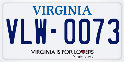 VA license plate VLW0073