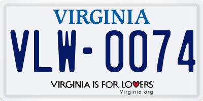 VA license plate VLW0074