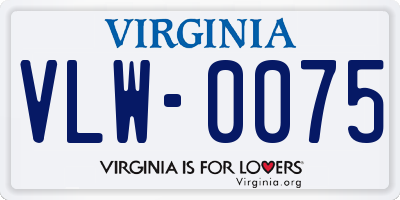 VA license plate VLW0075