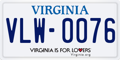 VA license plate VLW0076