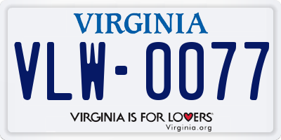 VA license plate VLW0077