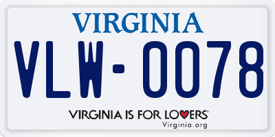 VA license plate VLW0078