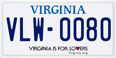 VA license plate VLW0080