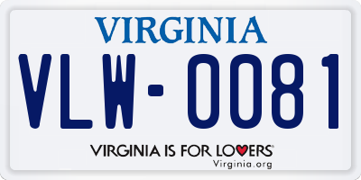 VA license plate VLW0081