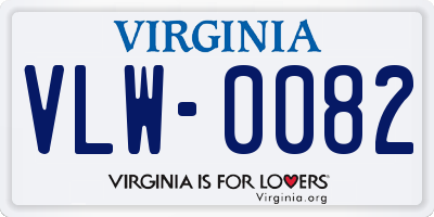 VA license plate VLW0082