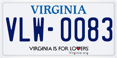 VA license plate VLW0083