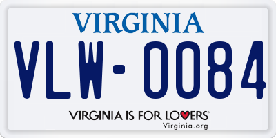 VA license plate VLW0084