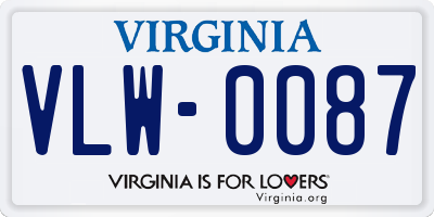 VA license plate VLW0087