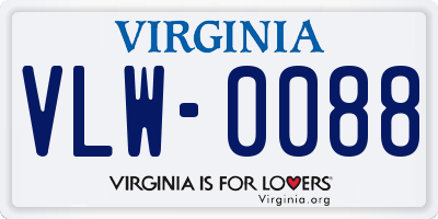 VA license plate VLW0088