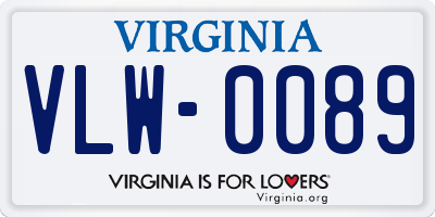 VA license plate VLW0089