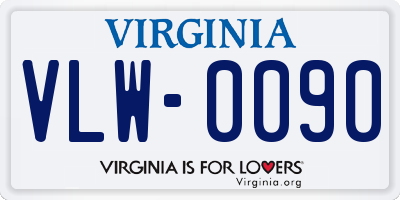 VA license plate VLW0090