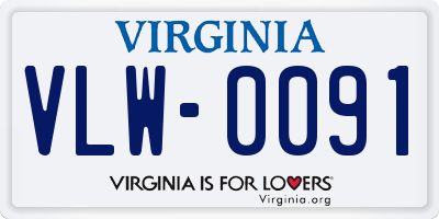 VA license plate VLW0091