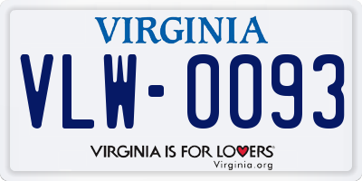 VA license plate VLW0093