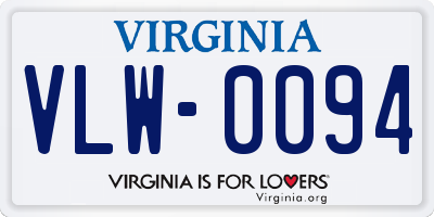 VA license plate VLW0094