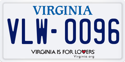 VA license plate VLW0096