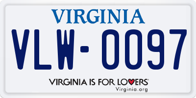 VA license plate VLW0097