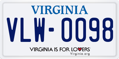 VA license plate VLW0098