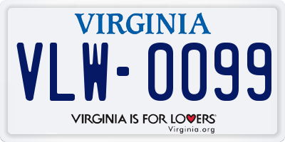 VA license plate VLW0099