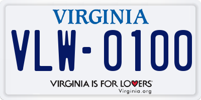 VA license plate VLW0100