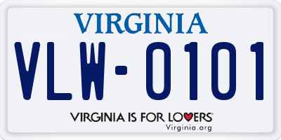 VA license plate VLW0101