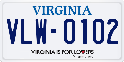 VA license plate VLW0102