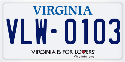 VA license plate VLW0103