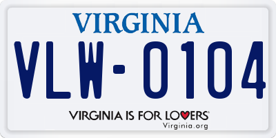 VA license plate VLW0104