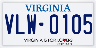 VA license plate VLW0105