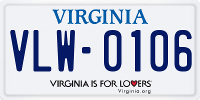 VA license plate VLW0106