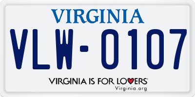 VA license plate VLW0107