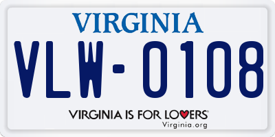 VA license plate VLW0108