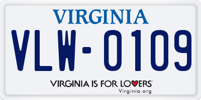 VA license plate VLW0109