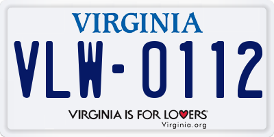 VA license plate VLW0112