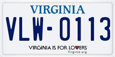 VA license plate VLW0113