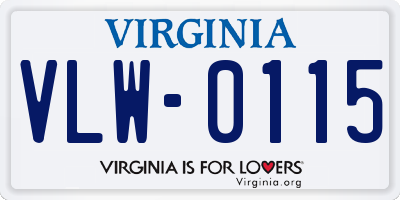 VA license plate VLW0115