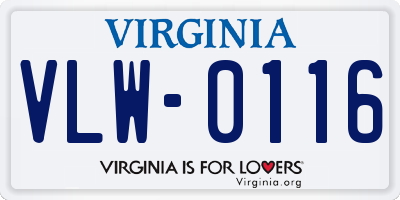 VA license plate VLW0116