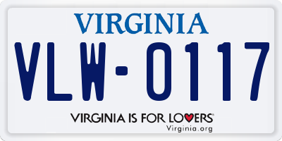 VA license plate VLW0117