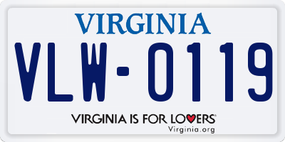 VA license plate VLW0119