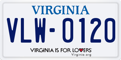 VA license plate VLW0120