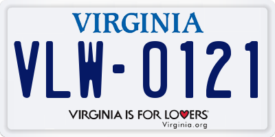 VA license plate VLW0121