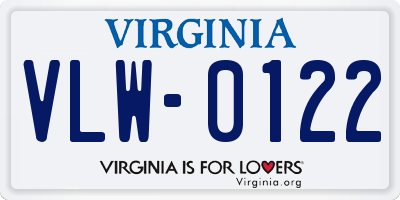 VA license plate VLW0122