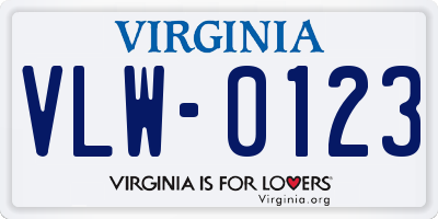 VA license plate VLW0123