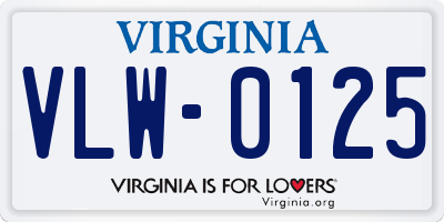 VA license plate VLW0125