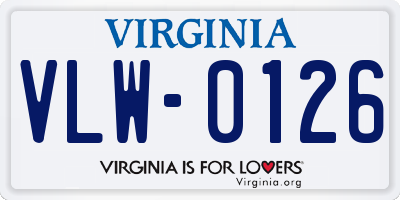 VA license plate VLW0126