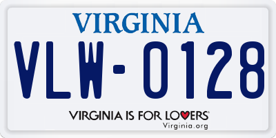 VA license plate VLW0128